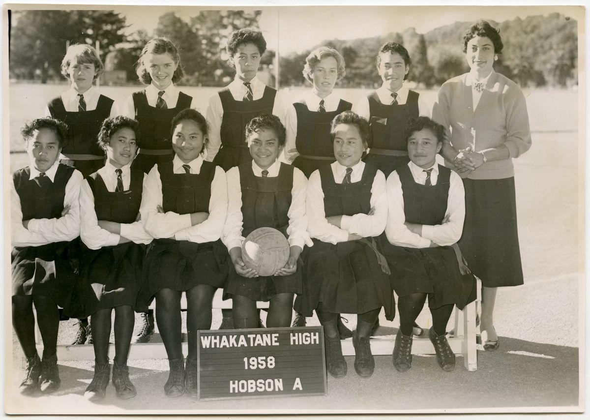 Group Portrait, 1958 Hobson A Basketball Team, Whakatāne High School
